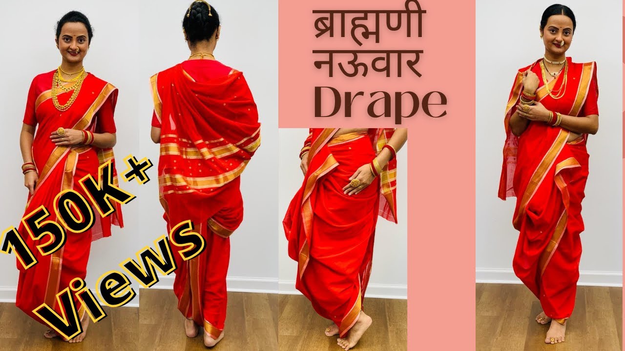 Nauvari saree draping in brahmani style☺️ Makeup hair and saree draping-  @bridesbyshrutiiyer Saree - @balajisilks.mumbai Blouse -… | Instagram